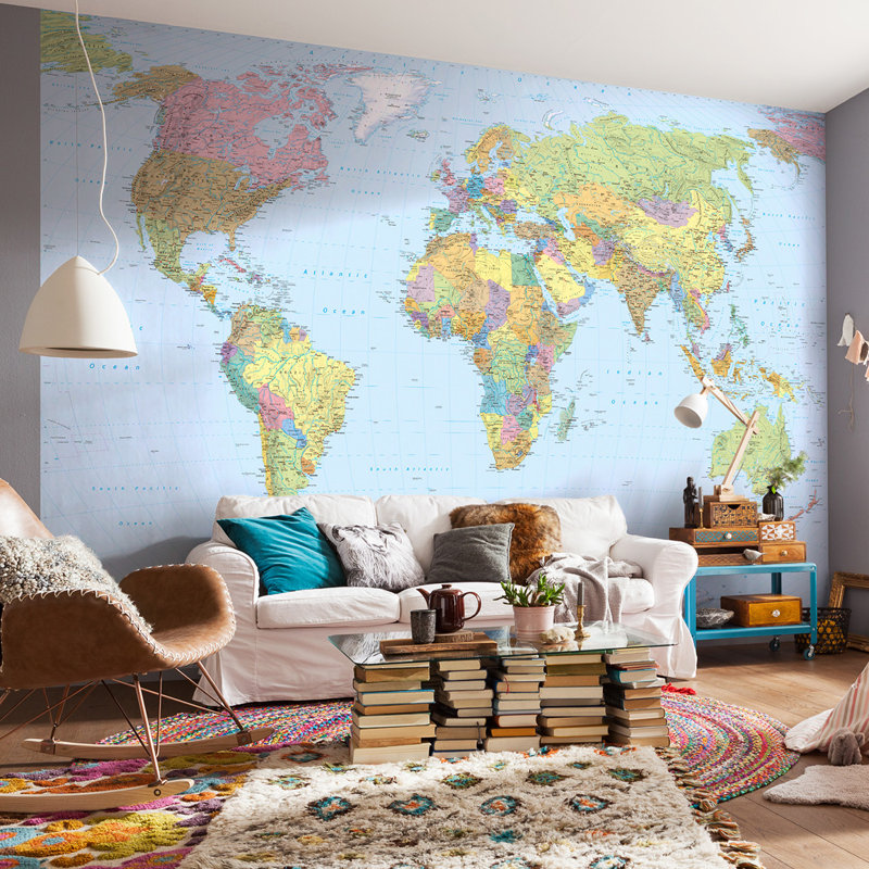WallPops! Komar World Map 12.08' x 98" Wall Mural & Reviews Wayfair
